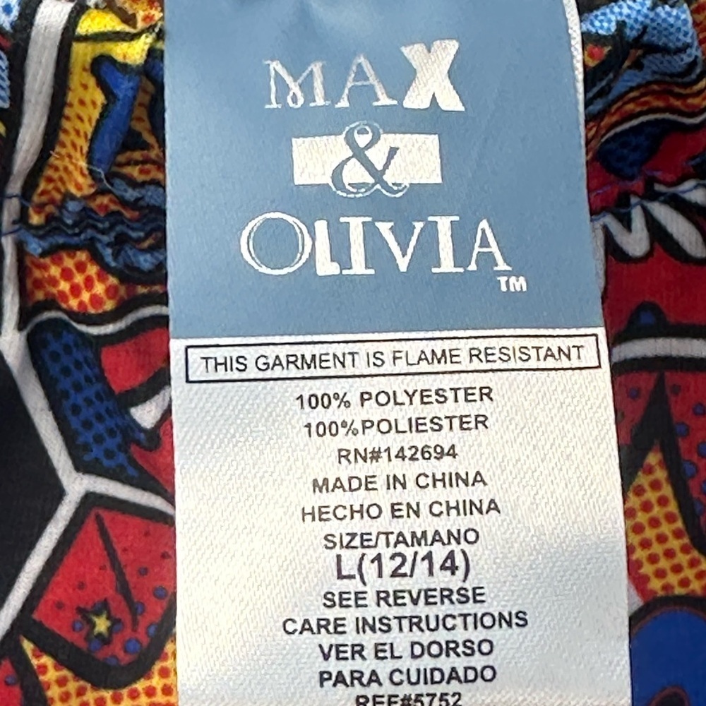 Max & Olivia Boys Comic Weekend Snore 2-Piece Pajama Set - Red Blue - size Large - Picture 9 of 15